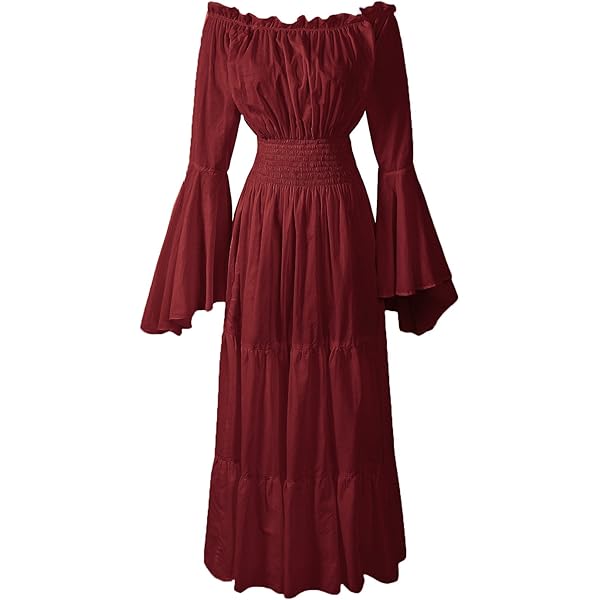 strapless open back dress Polka dots rust puff long sleeve maxi women dress XCH16725 –  Ladycharmonline.com main image 1