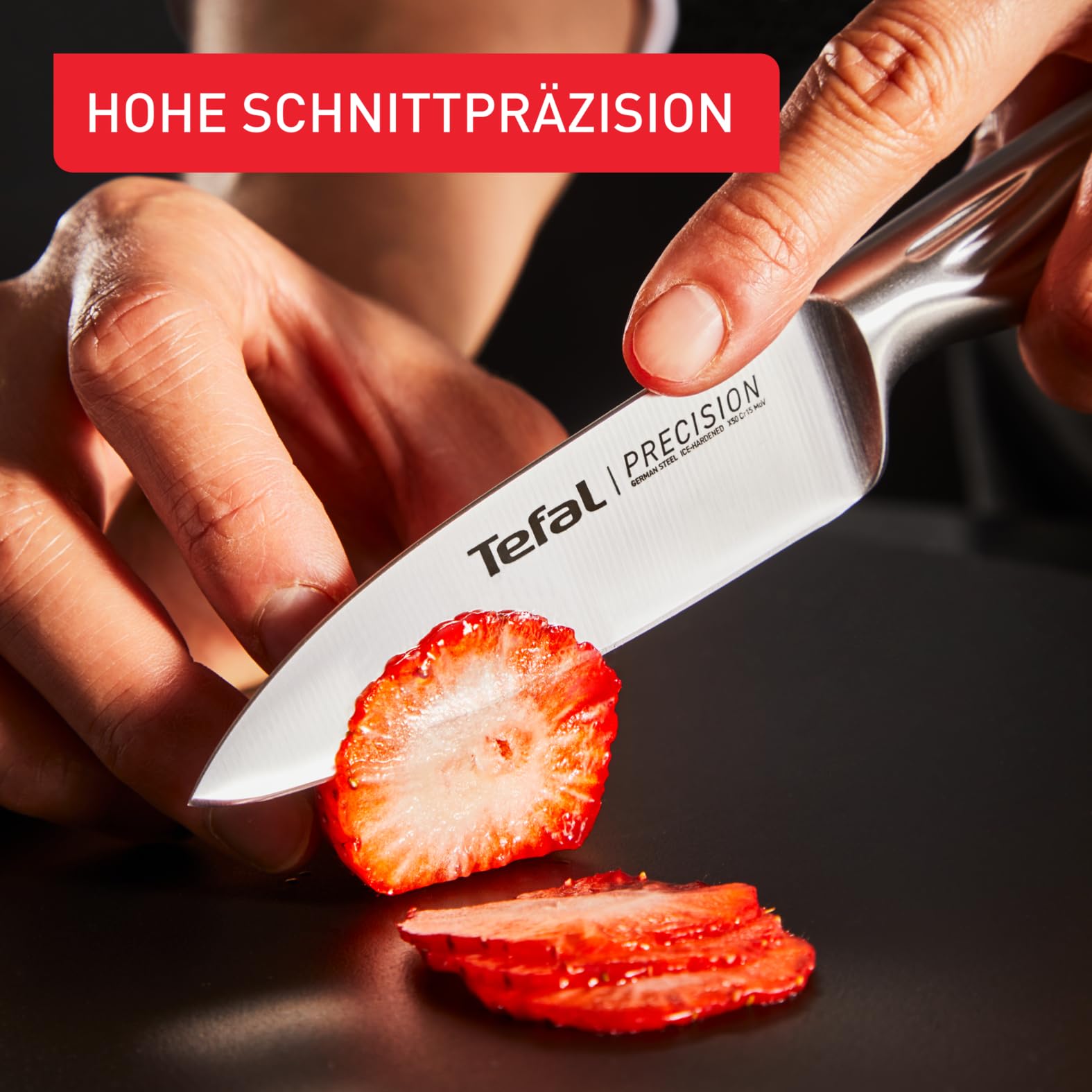 Tefal Precision Schälmesser 9 cm, schärfstes Messer, 22°-Klingenwinkel, Eishärtungstechnologie, Wellenmuster, Edelstahl, K2890124 3