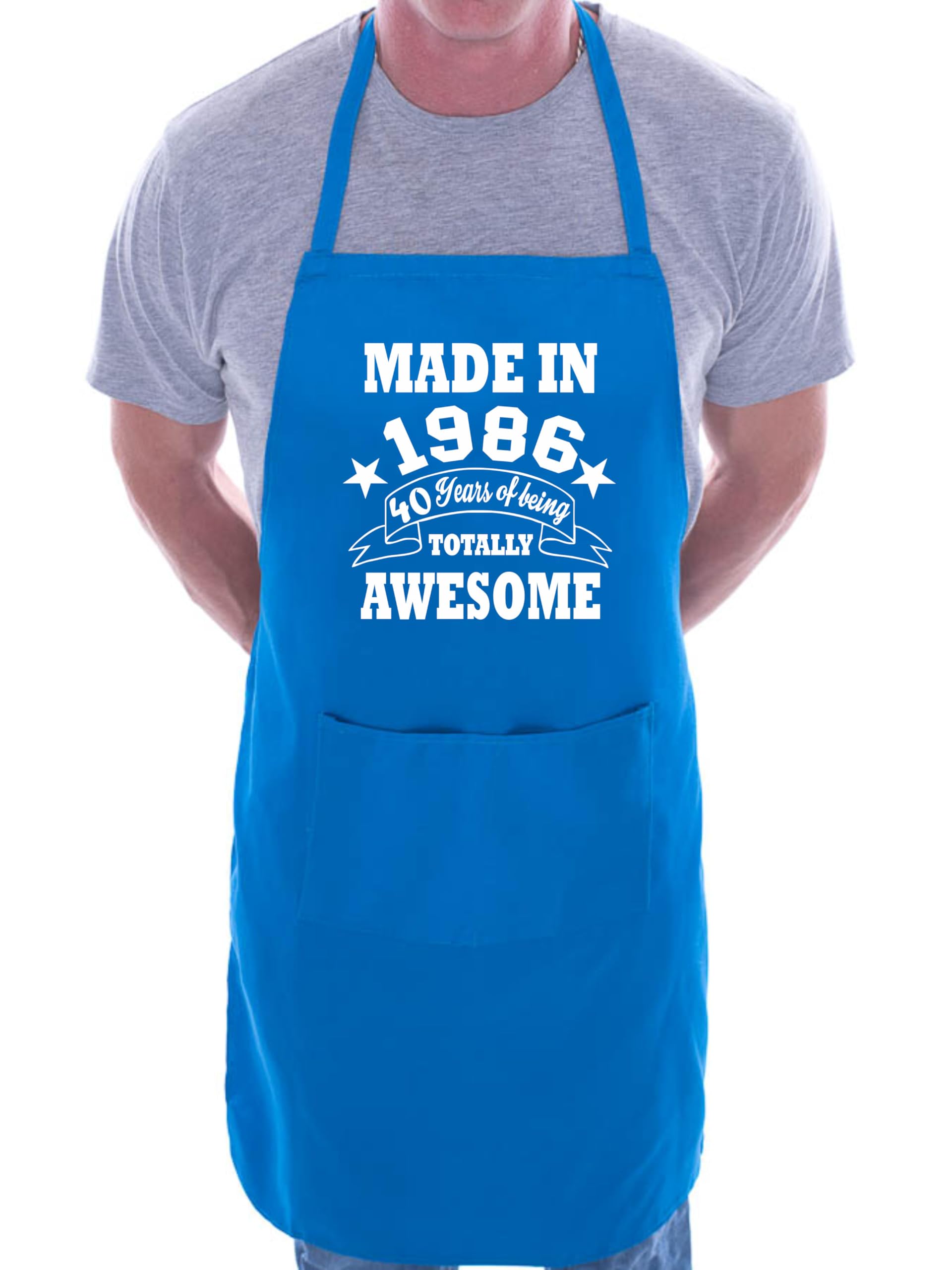 Print4U 40th Birthday Made In 1986 BBQ Cooking Funny Novelty Apron Blue