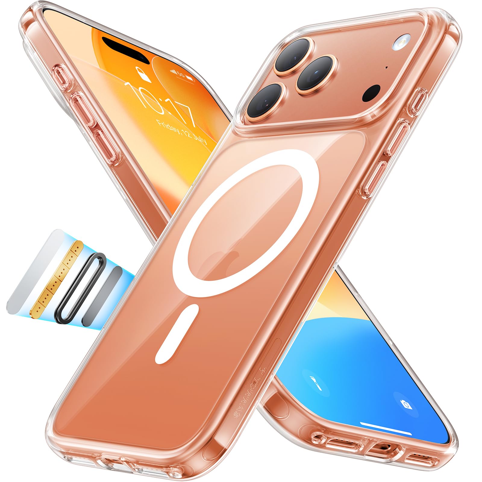 Photo 1 of TORRAS Stronger Magnetic Shockproof for iPhone 17 Pro Case, Compatible with MagSafe, Military-Grade Drop Protection, Camera Control, DIY Button, Slim Clear Phone Case for iPhone 17 Pro, Clear