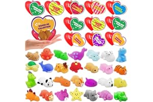 GRASTFU 28 Pack Valentines Day Gifts for Kids Classroom Mochi Squishies Fidget Toys Filled Heart with Valentines Cards for Kids School, Valentines for Kids Class Valentines Exchange Cards Party Favors Prizes