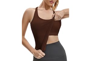 Gxpok Workout Tank Tops for Women with Built in Bra, Ribbed Athletic Gym Shirts Racerback Yoga Workout Tops