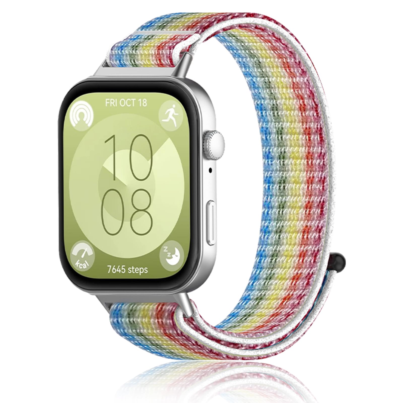 SeNool Strap for Huawei Watch Fit 3 / Fit 4 / Fit 4 Pro, [Loop Nylon Watch Band] [Soft, Breathable, Durable], Men and Women Replacement Bracelet for Huawei Watch Fit 3 / Fit 4 / Fit 4 Pro - Rainbow