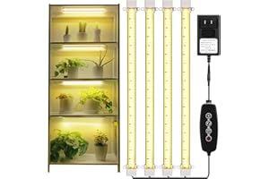 Mosthink Grow Lights for Indoor Plants, 4 Packs LED Strips Full Spectrum with Auto Timer 3/6/12H, Dimmable Sunlike Growing Lamp for Greenhouse,Seedling,432 LEDs (16 Inches)
