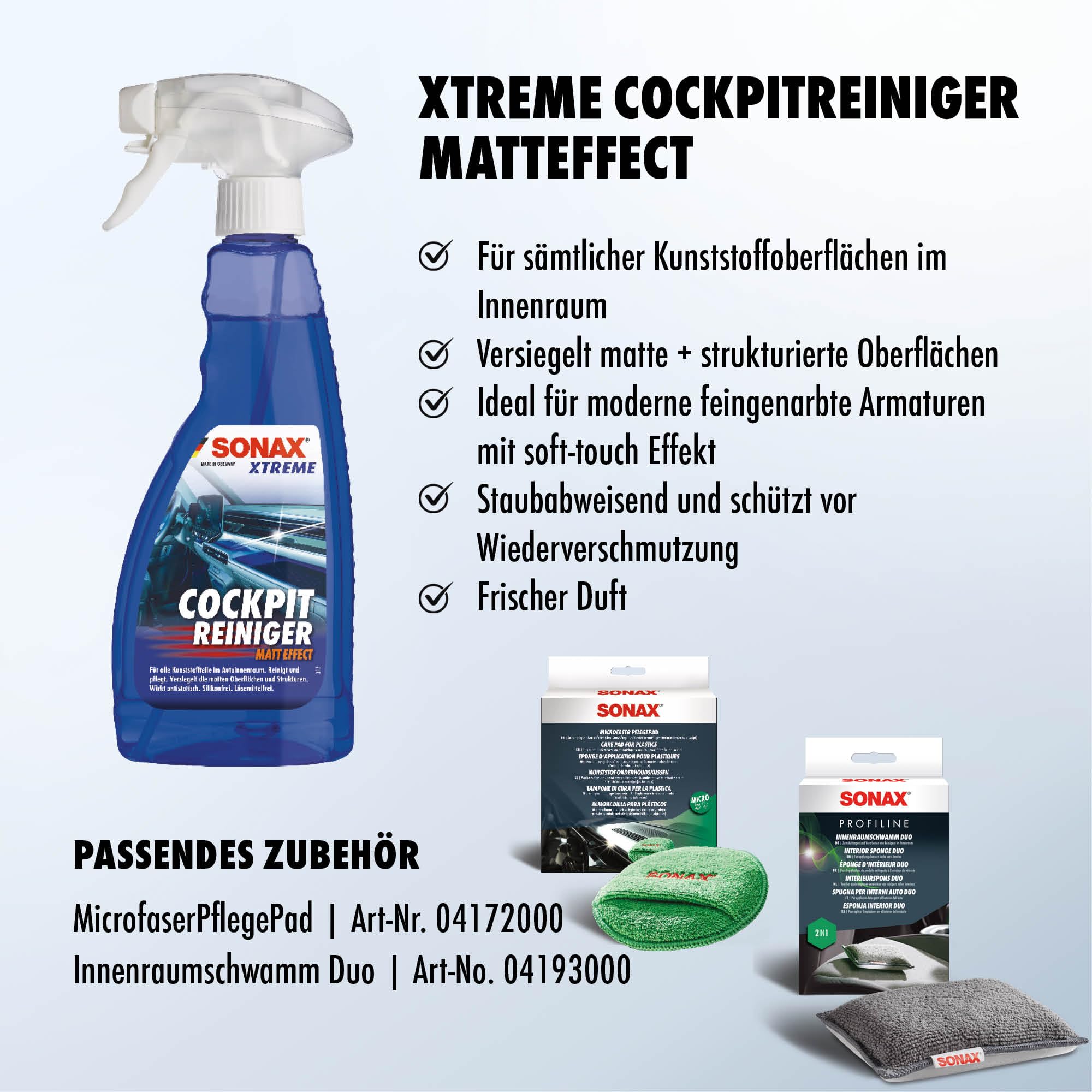 SONAX Xtreme CockpitReiniger Matteffect (500 ml) Reinigung und Pflege für alle Kunststoffoberflächen im Autoinnenraum | Art-Nr. 02832410 3