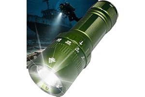Amkulop Dive Light Scuba Diving Flashlight, Super Bright Waterproof Torch, 5 Modes Underwater Lights, Scuba & Snorkeling Safety Dive Lights for Night Diving