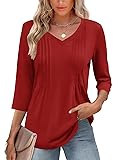 Romanstii Womens Tops 3/4 Length Sleeve Blouses