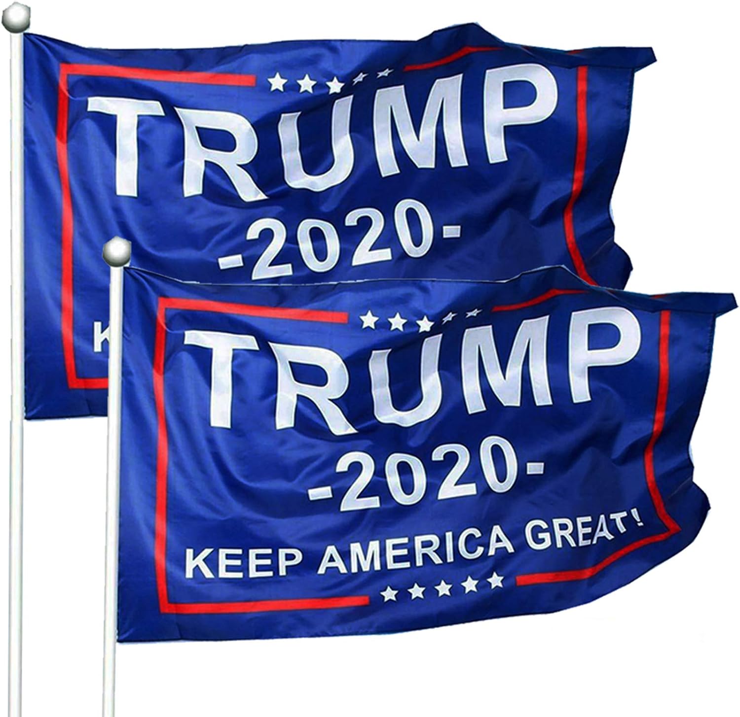 WIBIMEN 2 Packs President Donald Trump 2020 Flag Keep America Great Flag Vivid Color and UV Fade Resistant 3x5 Feet with Grommets Double Stitched: Clothing
