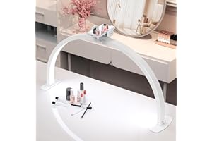 Kadden Foldable Large Half Moon LED Light,29" Arch Light for Table Nail Desk with Phone Stand, Upgrade Arch Light for Nail Techs with Wire Controller for Manicure Tattoo Beauty (White, Large)