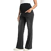 V VOCNI Women's Maternity Jeans Straight Leg Stretchy Pregnancy Jeans Wide Leg Denim Work Pants
