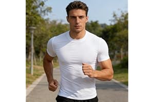 Men's Compression Short Sleeve T-Shirts Athletic Slim Fit Base Layer Tops Quick Dry Crew Neck Tees with Stretchy Breathable