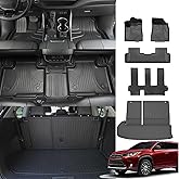 TTX LIGHTING Floor Mats Compatible with Toyota Highlander 2014-2019 Cargo Liner & Backrest Mat TPE All Weather Protection Floor Mat Include 1st 2nd 3th Trunk Mat Black