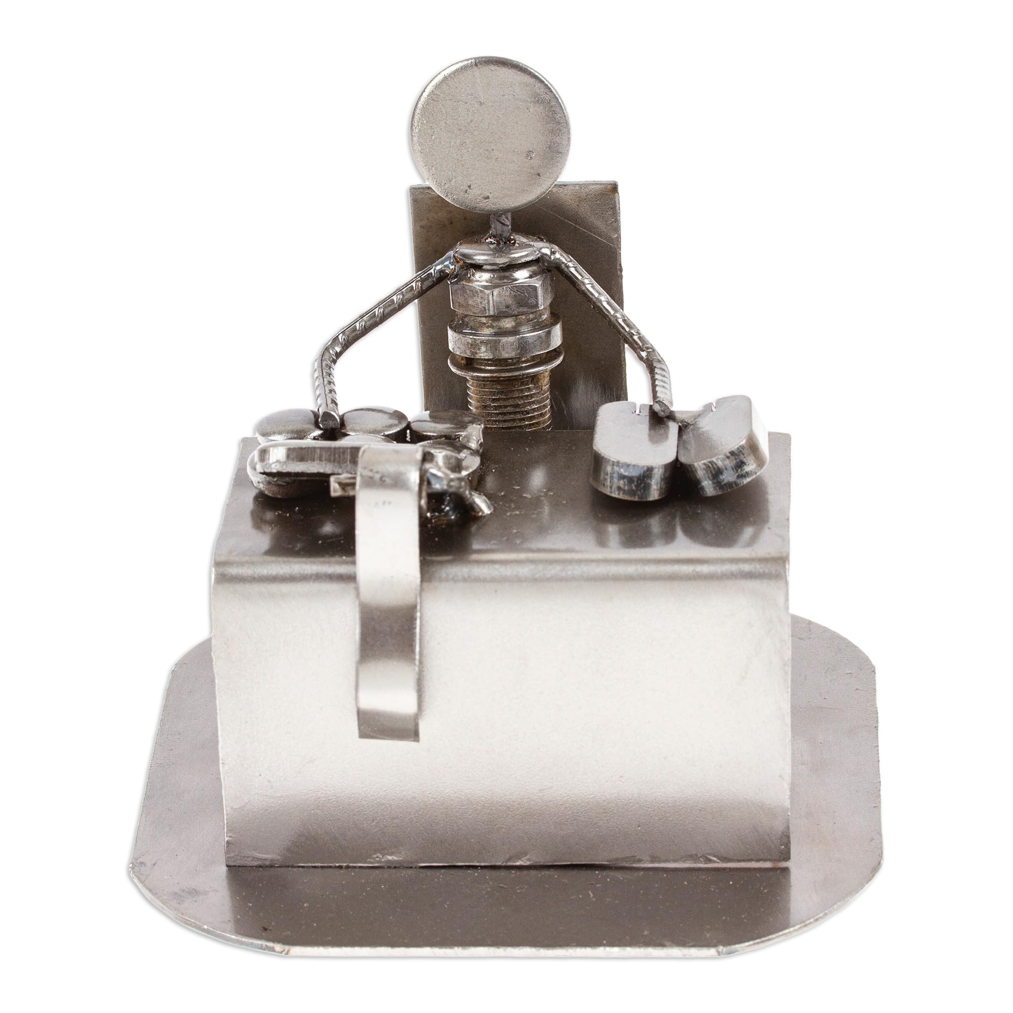 NOVICA 188156 "Rustic Accountant Recycled Metal Sculpture
