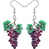 NEWEI Acrylic Cute Grape Cluster Dangle Earrings Gifts for Women, Funny Cocktail Glass with Fruit Earrings Statement Summer Jewelry Accessories Charms