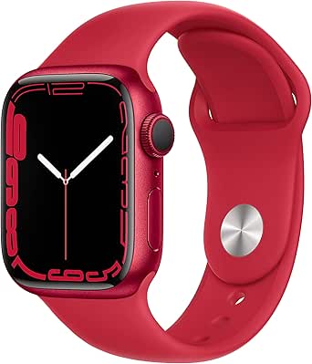 Apple Watch Series 7 [GPS 41mm] Smart Watch w/ (Product) RED Aluminum Case with (Product) RED Sport Band. Fitness Tracker, Blood Oxygen &amp; ECG Apps, Always-On Retina Display, Water Resistant