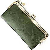 BAYITIONE Vintage Wallets for Women Large Bifold Kiss Lock Wallet for Women Leather Zip Clutch Coin Purse