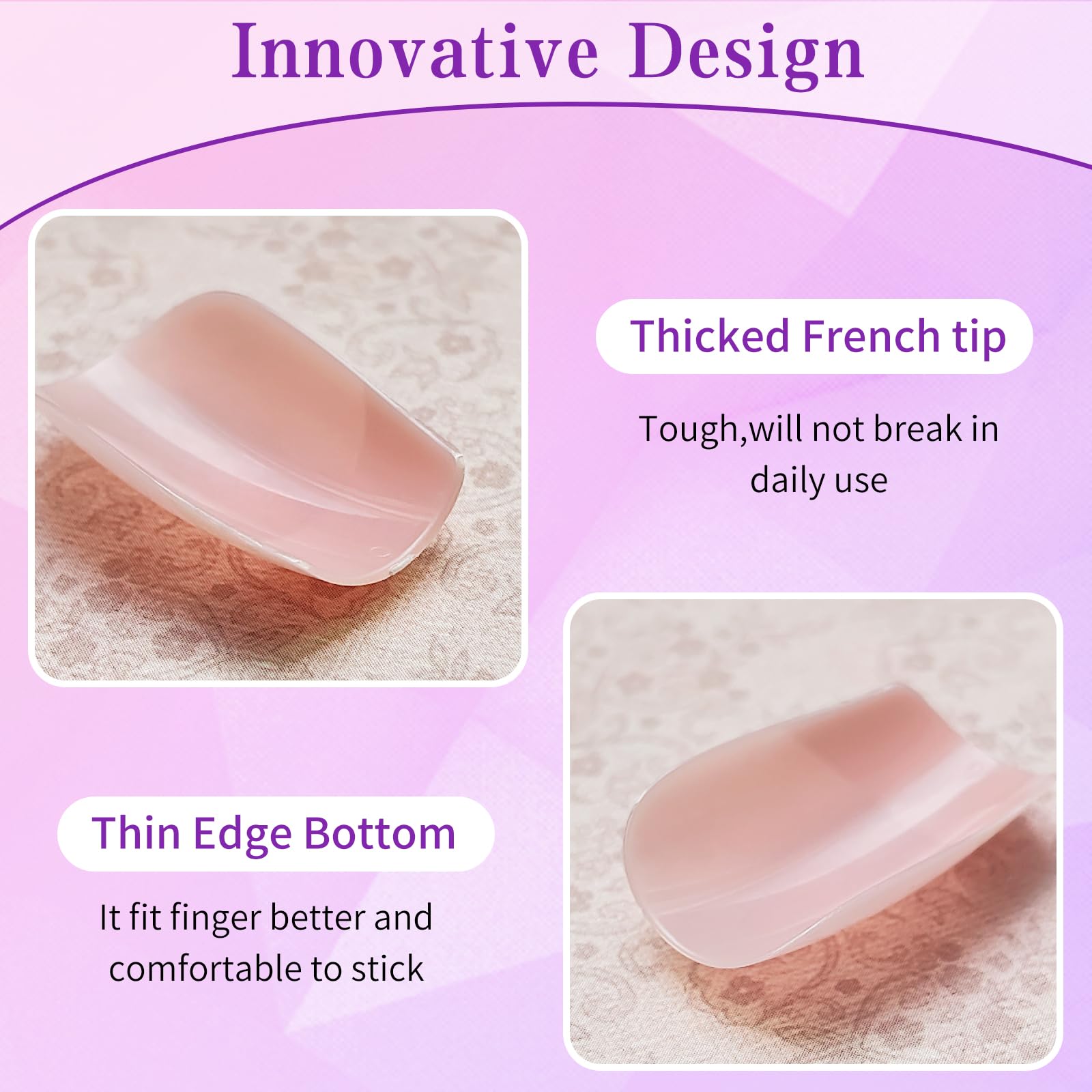 Lifextol 240pc French Tip Press on Nails Short Fake Nails with Glue and Adhesive Tab, False Acrylic Nails Press on Nails Square Nail Tips Artificial Glue on Nails Press ons Fingernail Stick on Nails - Image 3