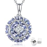 ZhenCai Pendant Necklaces for Women Setting Natural Gemstone Chrome Diopside Tanzanite Birthstone Pendants S925 Sterling Silver Cubic Zirconia Classic Style Fine Jewelry for Her