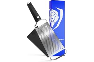 DALSTRONG Professional Wide Cheese Grater - Fine - #304 Stainless Steel Blade - G10 Handle Kitchen Shredder - w/Blade Guard -