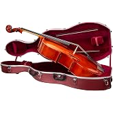 Crossrock ABS Cello Case for 4/4 &amp; 3/4 Size | Wine Red Velvet Interior, Molded Hardshell with Wheels, Lock, Dual Bow Holders &amp; Backpack Straps​-Dark Red (CRA862CEFDR)