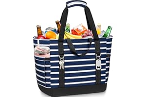 HUANLANG Soft Cooler Bag Insulated for Travel,Large Insulated Grocery Bags with Zippered Top,PEVA Collapsible Insulated Food 