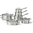 Lagostina Moderna 12-Piece Stainless Steel Cookware Set, Commercial Capsule Base, Induction Safe Pots and Pan Set Includes Sa