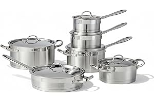 Lagostina Moderna 12-Piece Stainless Steel Cookware Set, Commercial Capsule Base, Induction Safe Pots and Pan Set Includes Sa