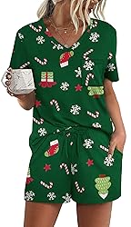 RUBZOOF Christmas Pajamas for Women Shorts Set