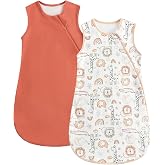 WYTbaby 1.0 TOG Baby Sleep Sack 2-Pack Cotton Wearable Blanket 6-12 Months | Orange Lion 1.0 TOG Cotton Sleep Sack for Mild Room All Season Breathable Comfort Roomy Fit 2-Way Zipper for Easy Change