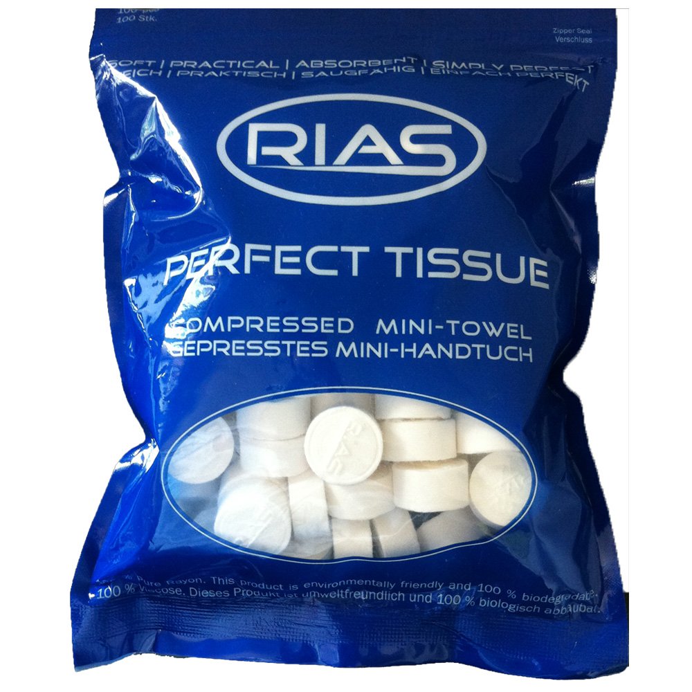 Rias dry wipes in the form of tablets, 100% biodegradable, pressed mini towel, space-saving, soft, absorbent, refreshing moist wipe, cleaning cloth,, 500 Items