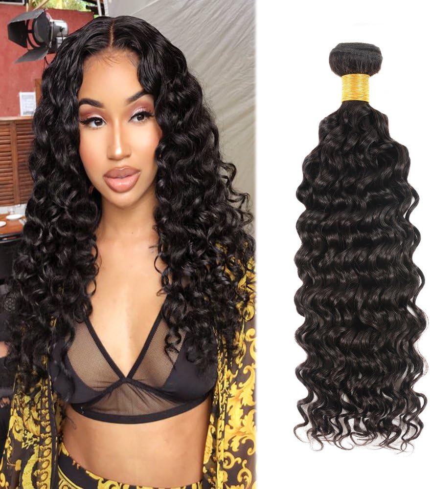Deep Wave Human Hair Weave Extension 1 Bundle Brazilian Hair Silky Unprocessed Virgin Hair Weft Natural Color 18 Inch