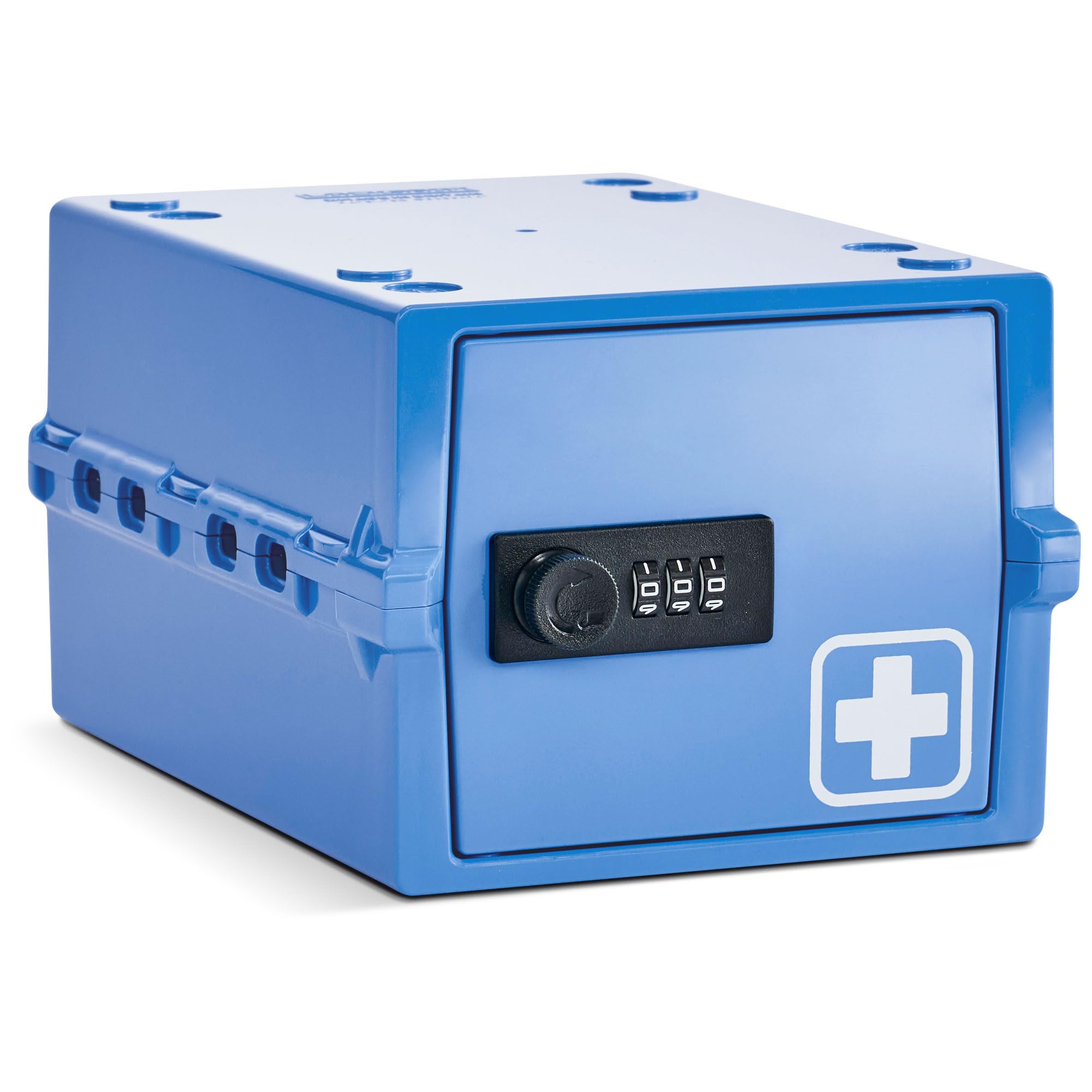 Lockabox Mini™ | Small Lockable Box with Combination Lock (3L) | Compact Storage Lock Box for Small Medicines, Snacks & Mobile Phones | External Size 22.3 x 15.4 x 12 cm (Medi Blue, Mini)