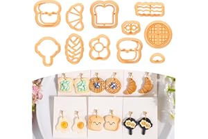 Puocaon Bread Polymer Clay Cutters - 11 Pcs Bakery Cutters for Polymer Clay Jewelry, Dessert Breakfast Theme Cutter Earring Making Kit for Earring Making