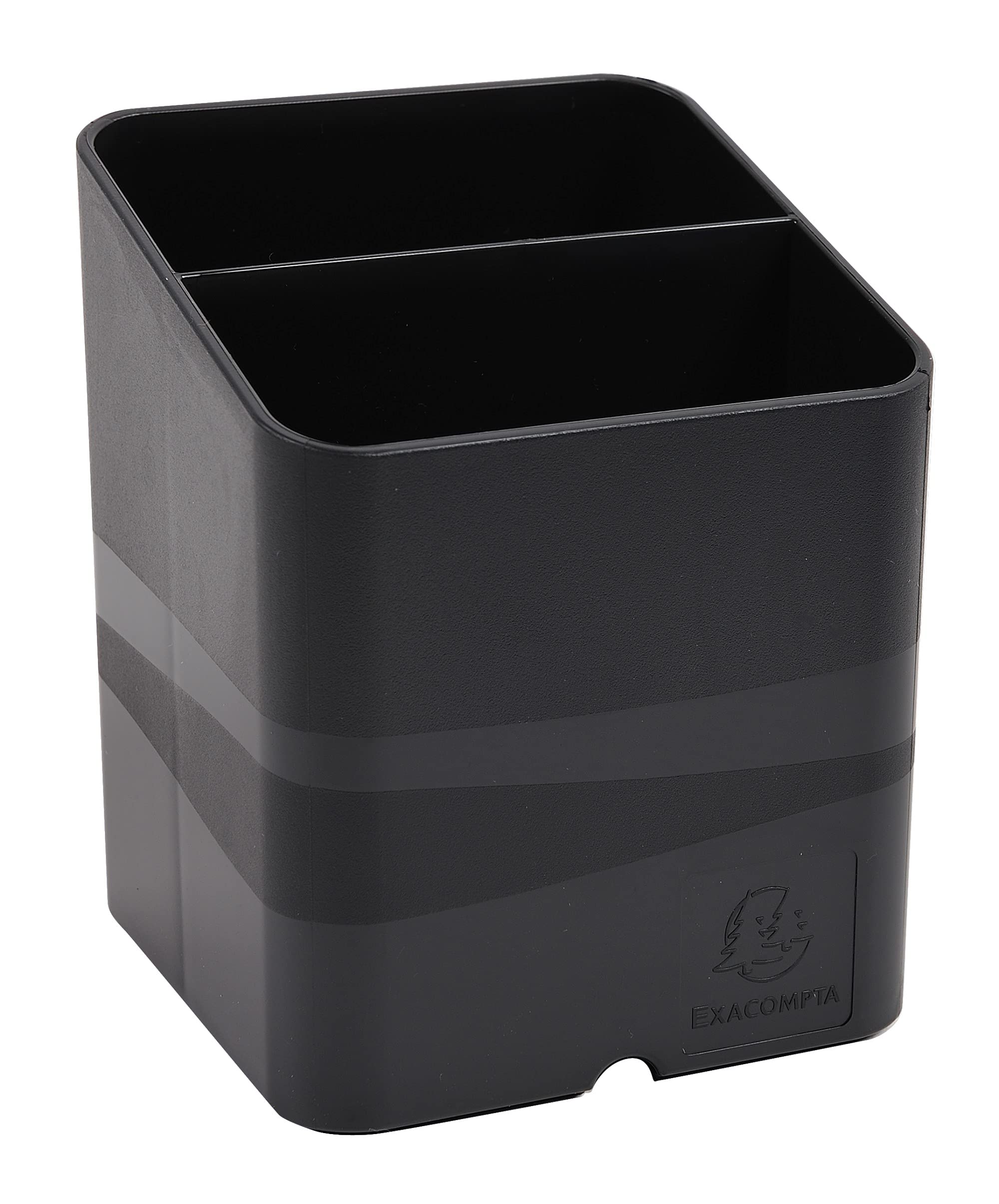 Exacompta - Ref 677014D - ECOBlack Pen-Cube Pen Pot - 74 x 74 x 93mm in Size, 2 Sections - Suitable for Organising Pens, Pencils and Accessories - Black — image 1
