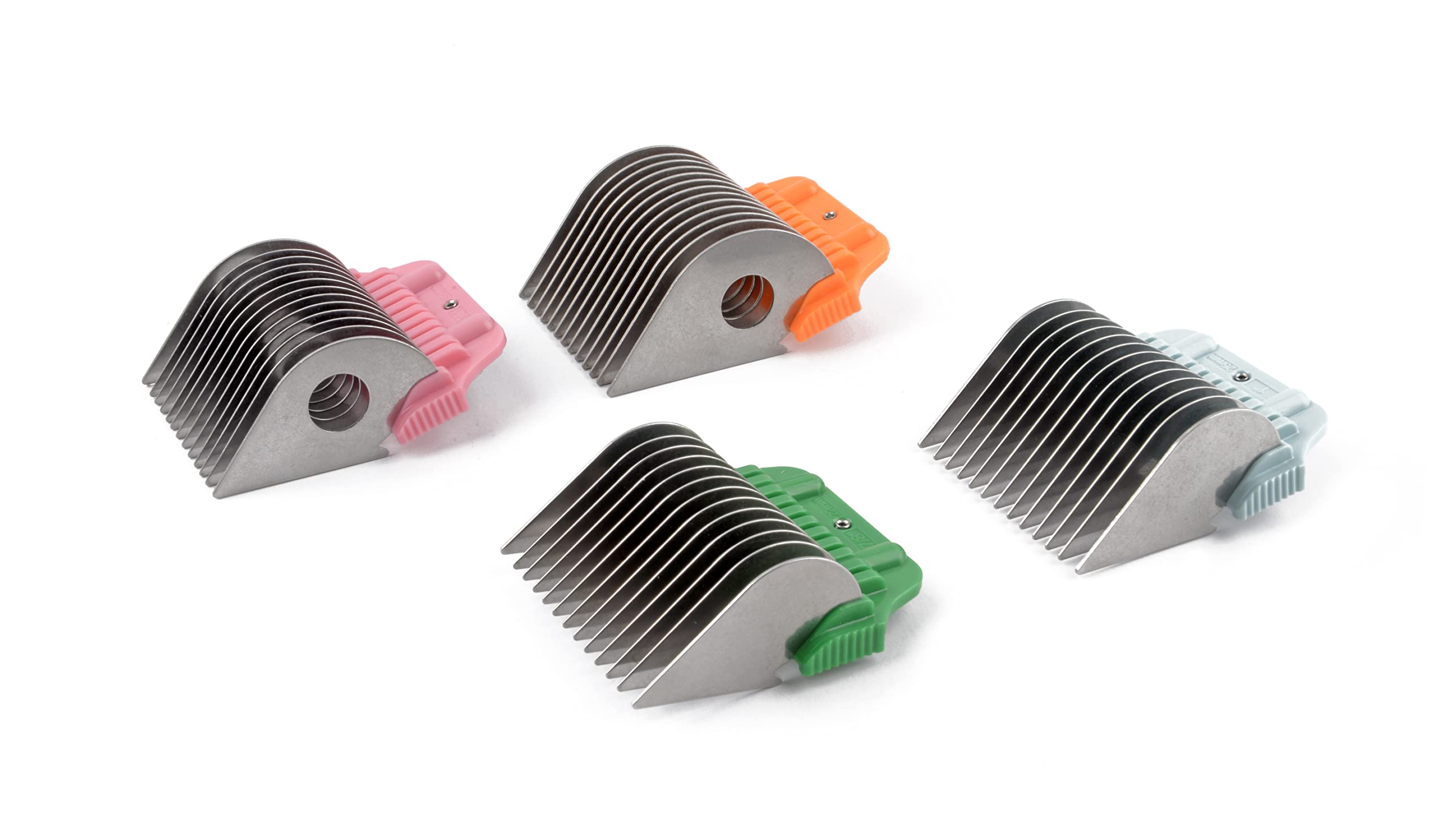 Furzone Wide Clipper Guard Comb Attachment Long 4 Pack Set Stainless Steel Attachment Guide Comb Set for Detachable Blade Pet, Dog, Cat Grooming