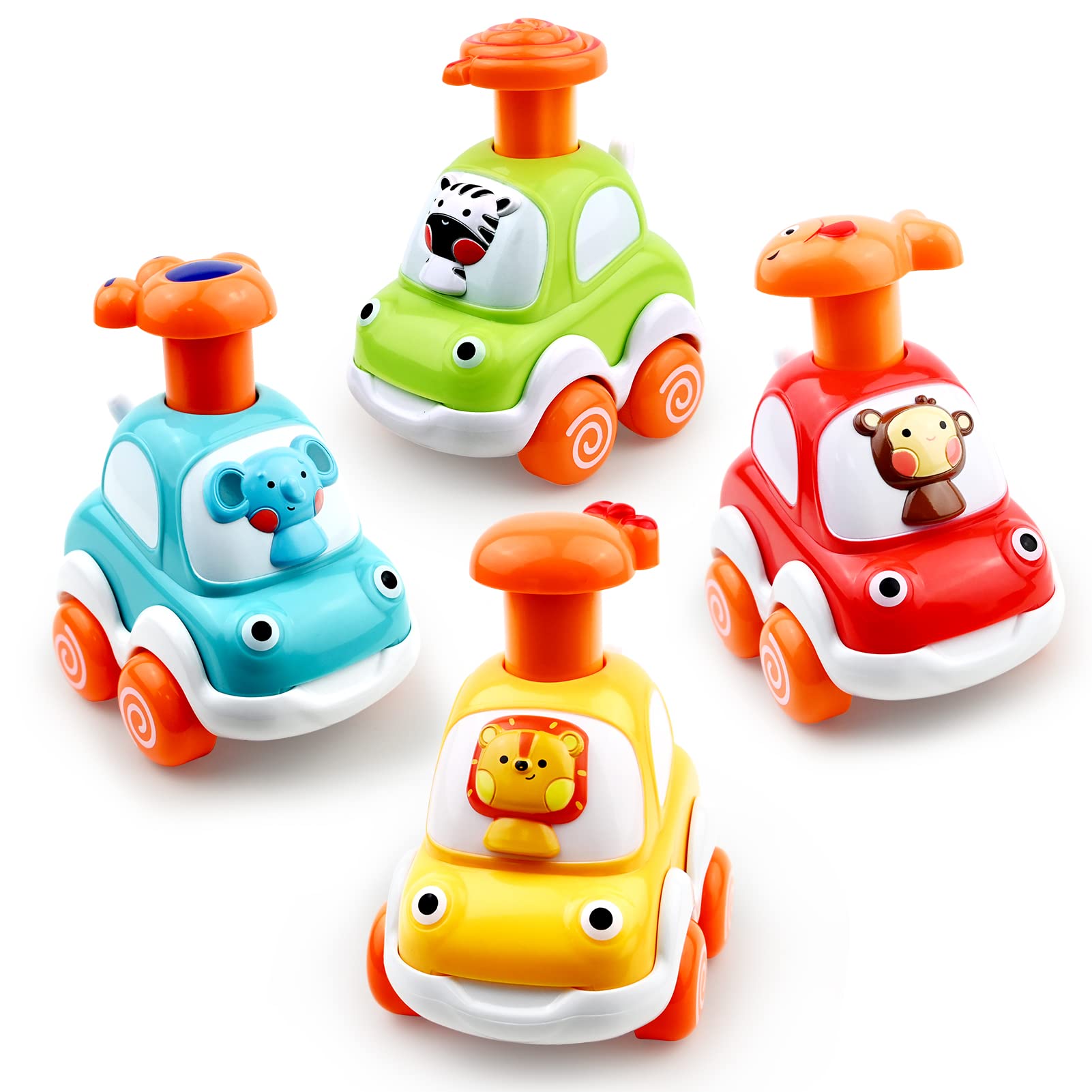 Love&Mini Baby Toy Cars for 1+ Year Old Boy Toddler Toys Age 12M+, 1 2 3 Years Old Boy Gifts Animal Cartoon Press and Go Cars for Toddlers 1-3 Birthday Toys