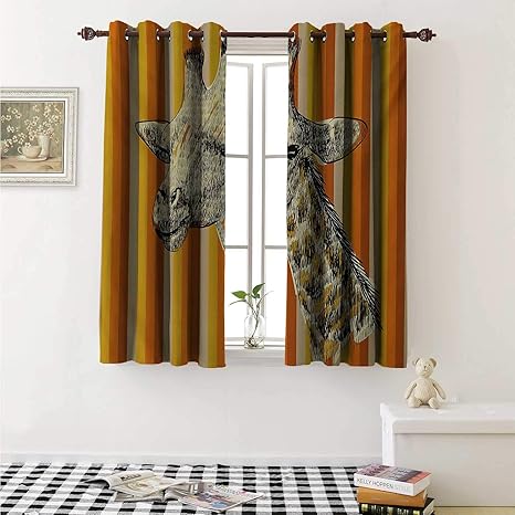 Amazon Com Flyerer Giraffe Window Curtain Fabric Sketch Style
