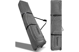 TurnWay Padded Ski Bag with Wheels for Air Travel, Double Rolling Snowboard Bag Heavy Duty Waterproof for Storage & Transportation of Snowboard/Ski Gear