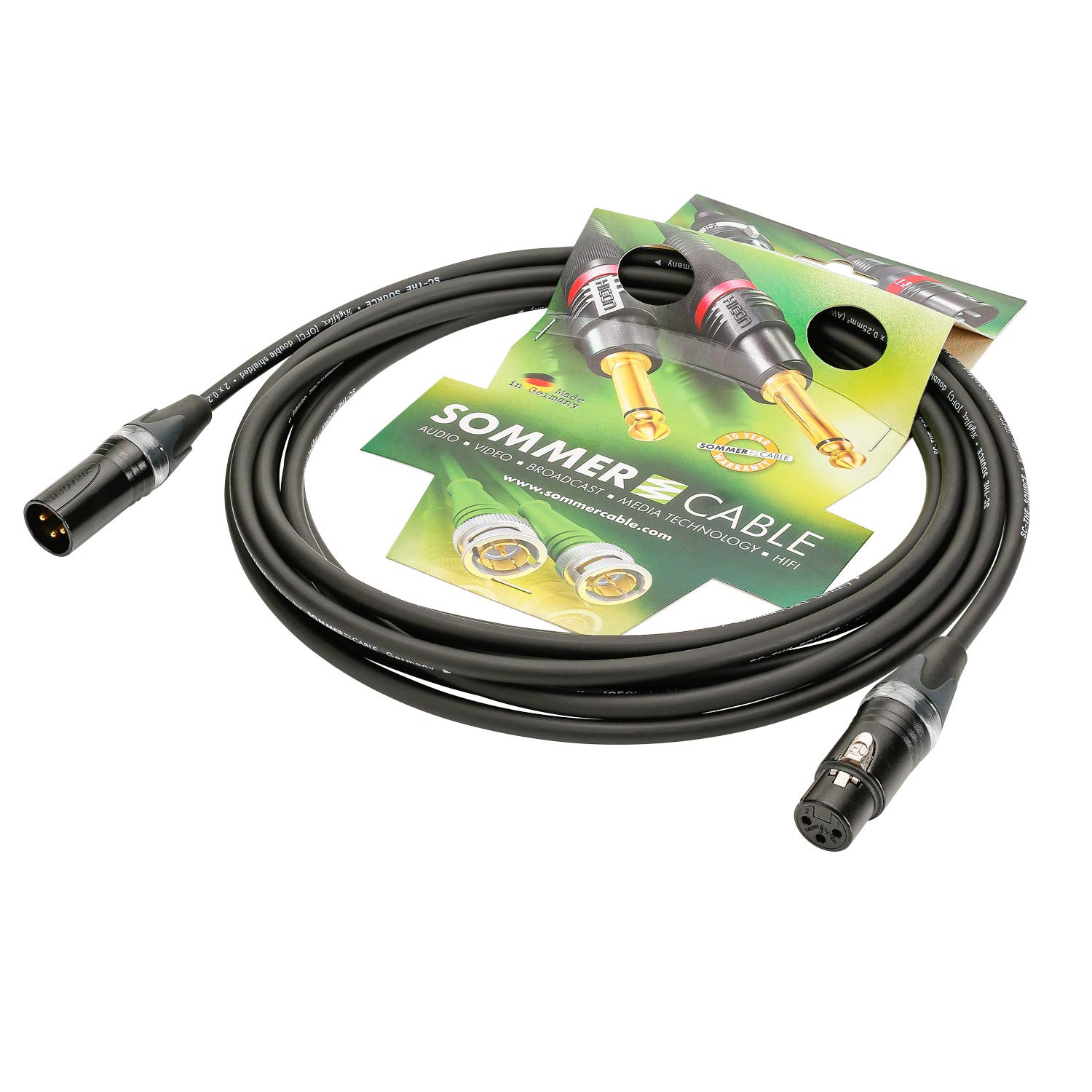 SOMMER CABLE Highflex SC-Source MKII Microphone Cable 1.5 m 2 x 0.25 mm² XLR Male / XLR Female Neutrik SCN9-0150-SW 4.92 ft