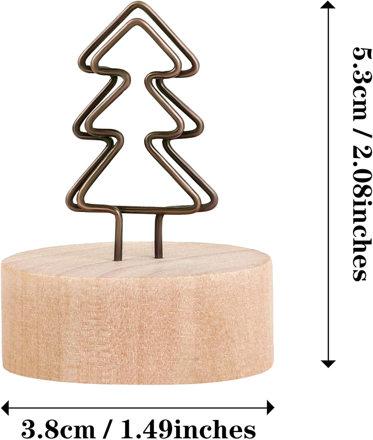 ADXCO 12 Pack Christmas Party Decoration Card Holders Wooden Base Card Holders Rustic Iron Wire Picture Picks Clip Holder Picture Memo Note Photo Clip for Wedding Office Christmas Table Decorations: Kitchen & Dining