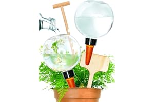 GARDENBRO 2 Pcs Self Watering Globes With Clay Self Watering Planter Insert Large - Auto Watering for Plants Indoor & Outdoor - 18 Oz Self Watering Globes For Gardeners - Water Dripper for Plants [2, Crystal]