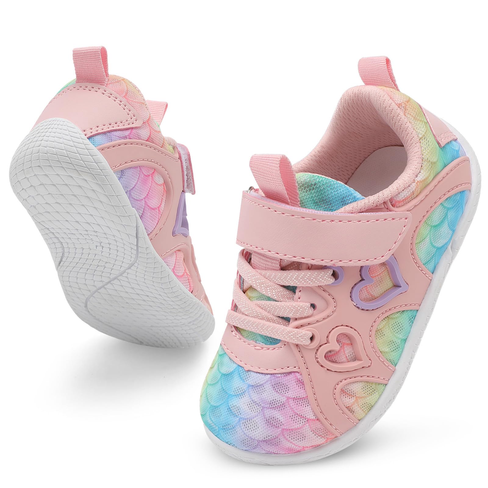 Photo 1 of JIASUQI Toddler Shoes Girls Walking Shoes for Toddler Tennis Running Shoes Yellow Pink Size 6.5-7