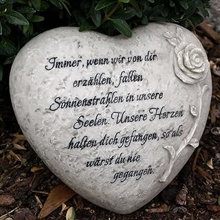 Immer wenn wir von dir erzählen, fallen Sonnenstrahlen in unsere Seelen. Grabschmuck Trauerherz mit Trauerspruch. Durchmesser 18cm