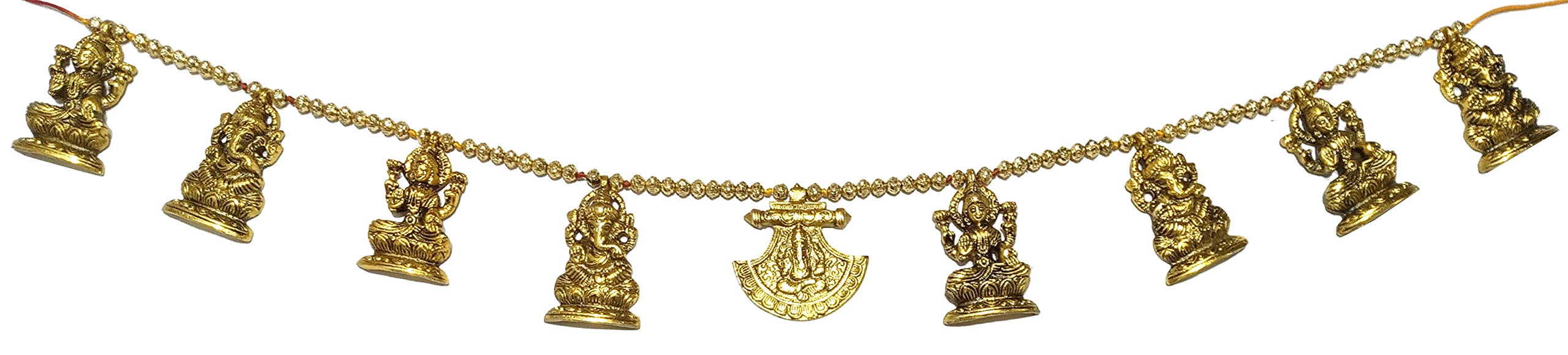 Purpledip Metal Bandhanwar Toran Festoon Wall Hanging: Ganesha Lakshmi (12202F)