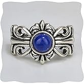 Lapis Lazuli Ring, Vintage Dainty Hollow Carved Blue Stone Ring for Women, Bohemia Adjustable Statement Ring Lapis Lazuli Jewelry