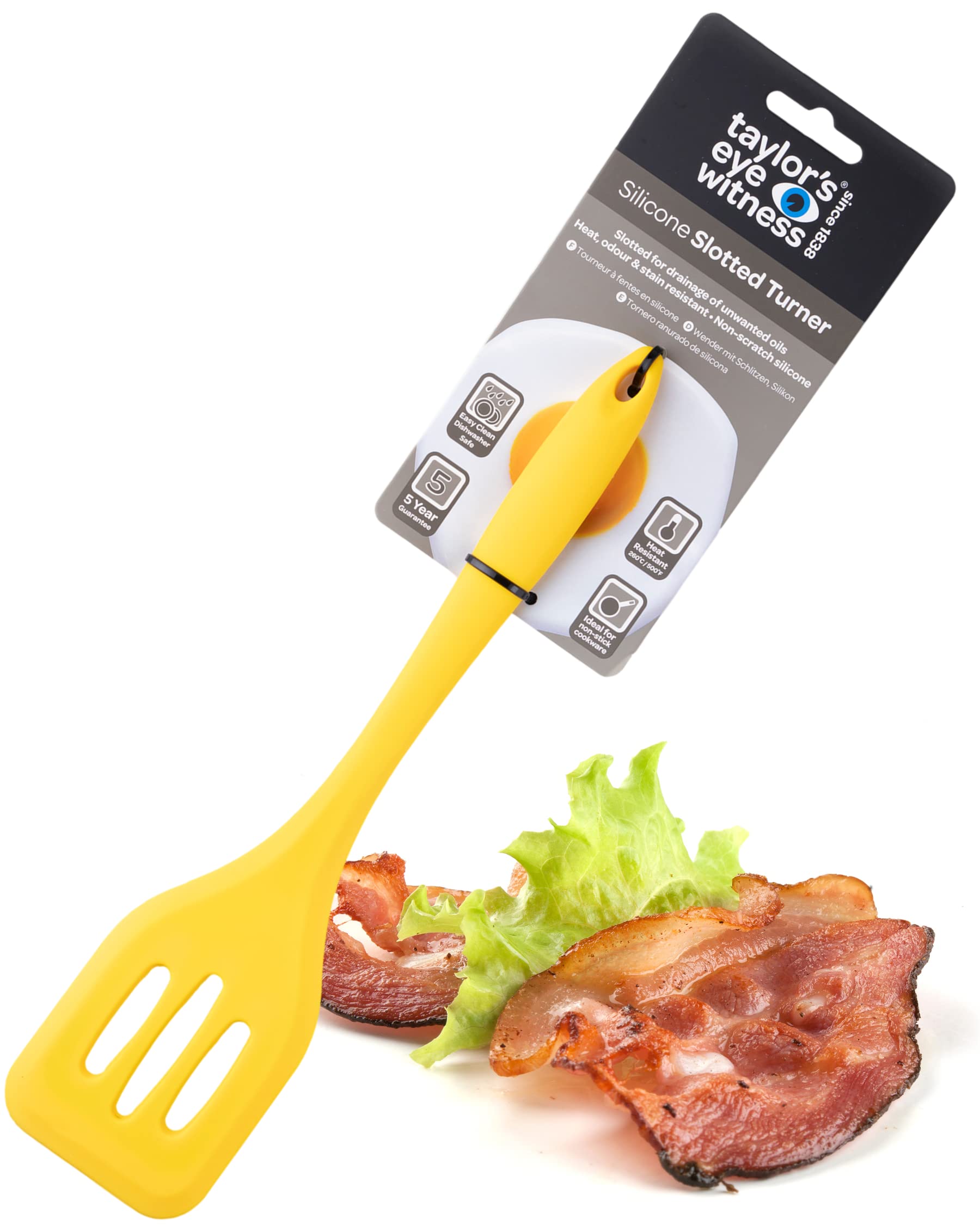 Taylors Eye Witness Large Silicone Yellow Slotted Spatula