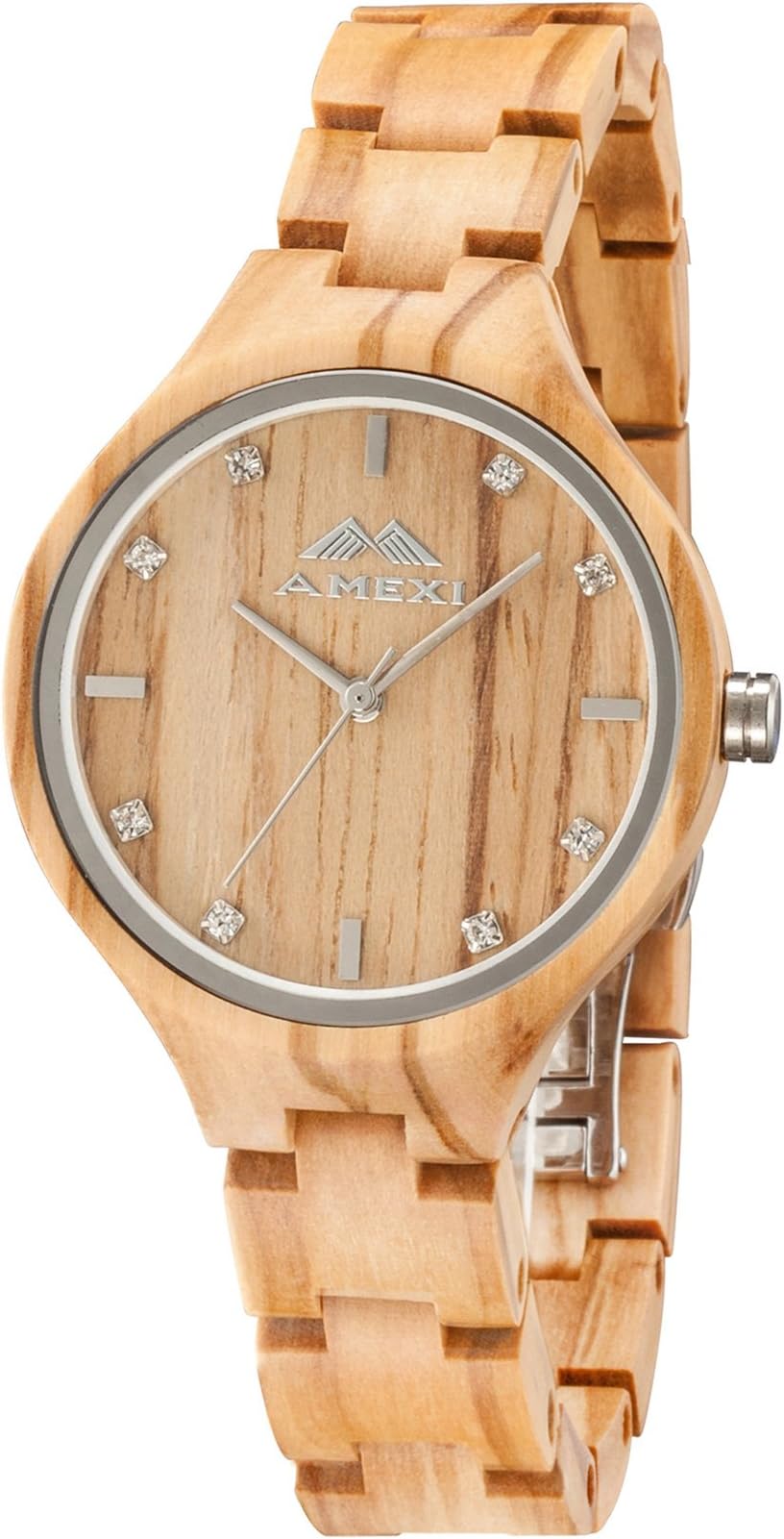 Amexi Wooden Watch for Women, Analog Quartz Movement with Adjustable Wooden Band