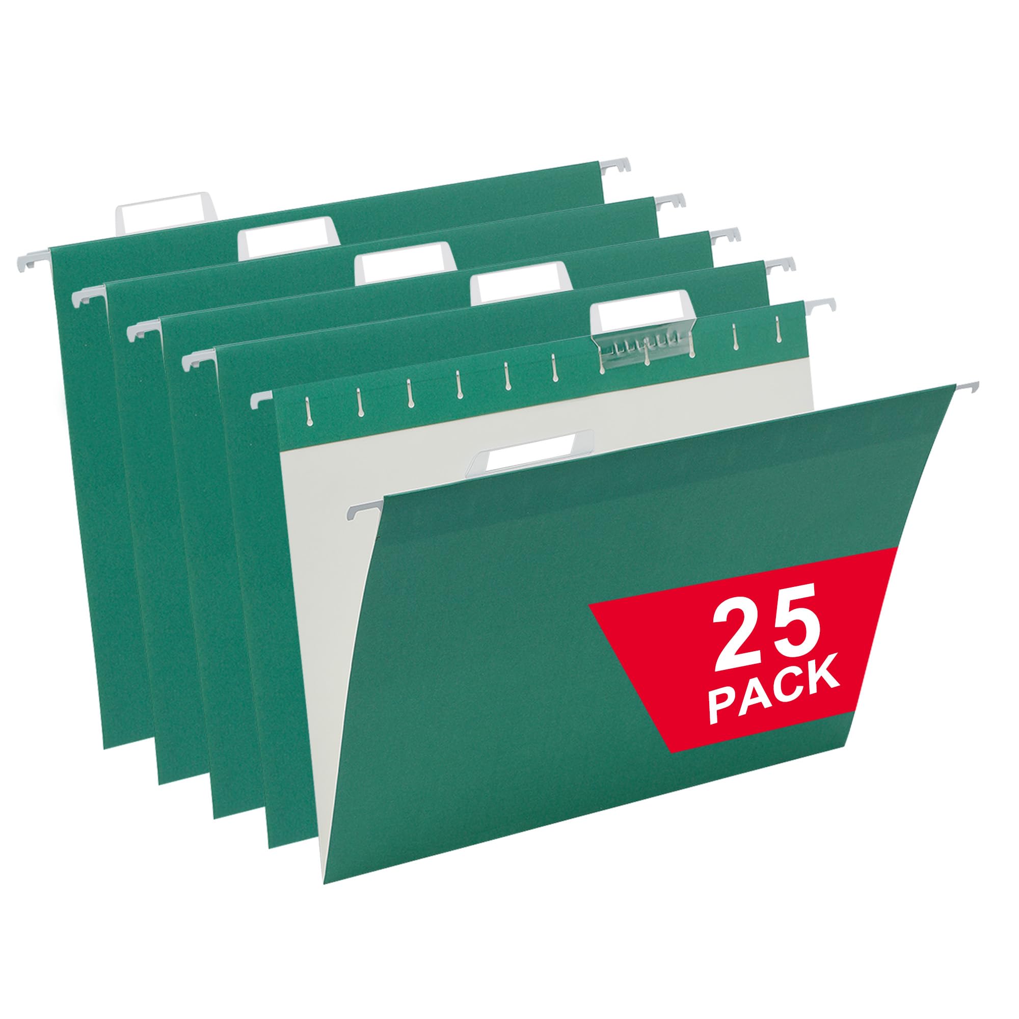 Photo 1 of 25 Packs Hanging File Folders,Green Letter Size File Folder,Designed for Bulky Files,Filing Cabinet,1/5 Adjustable Tabs for Office,School,Home