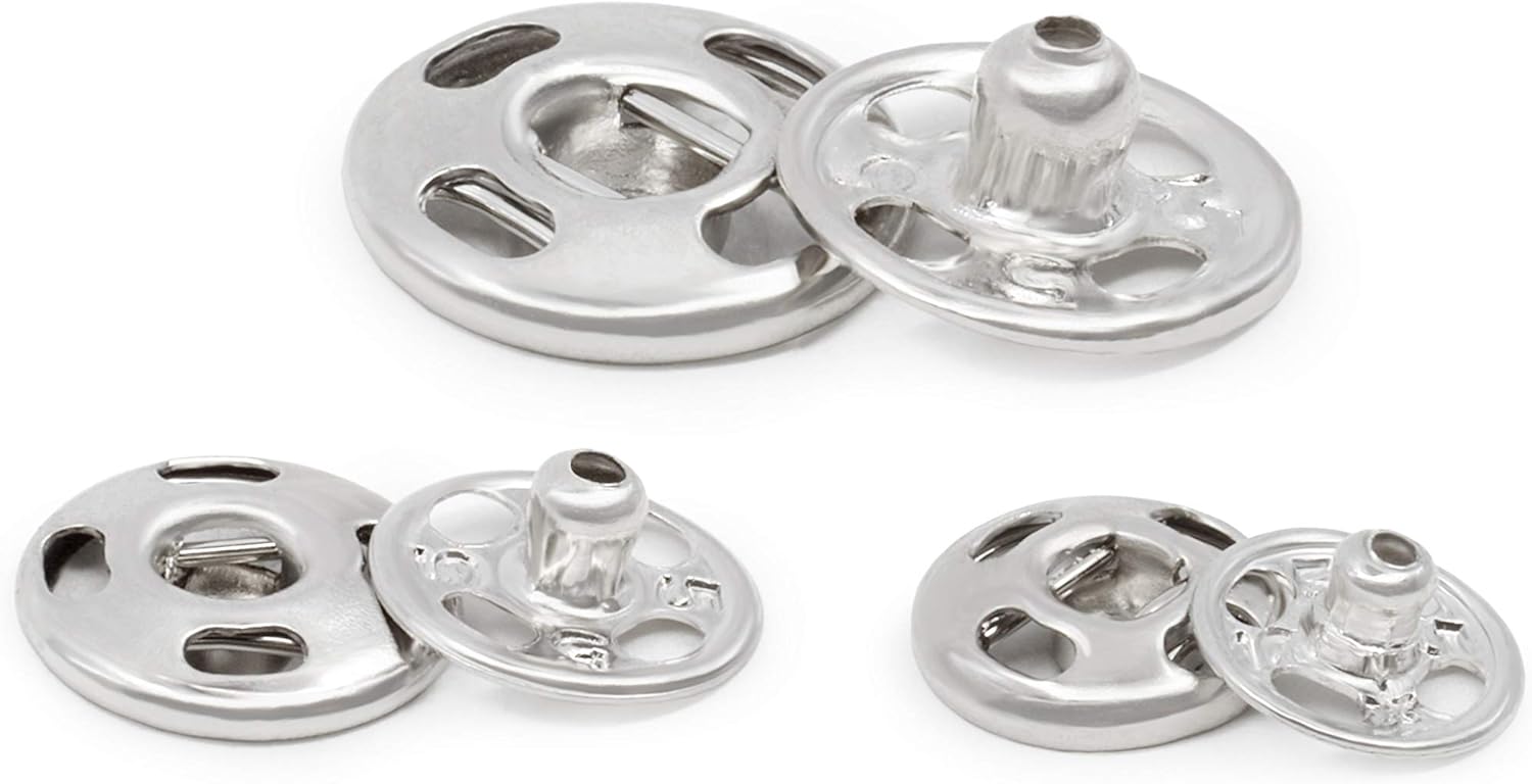 Dritz 81-65 Sew-On Snaps, Size 1/0, 2/0 & 4/0, Nickel-Plated Brass, 36 Count