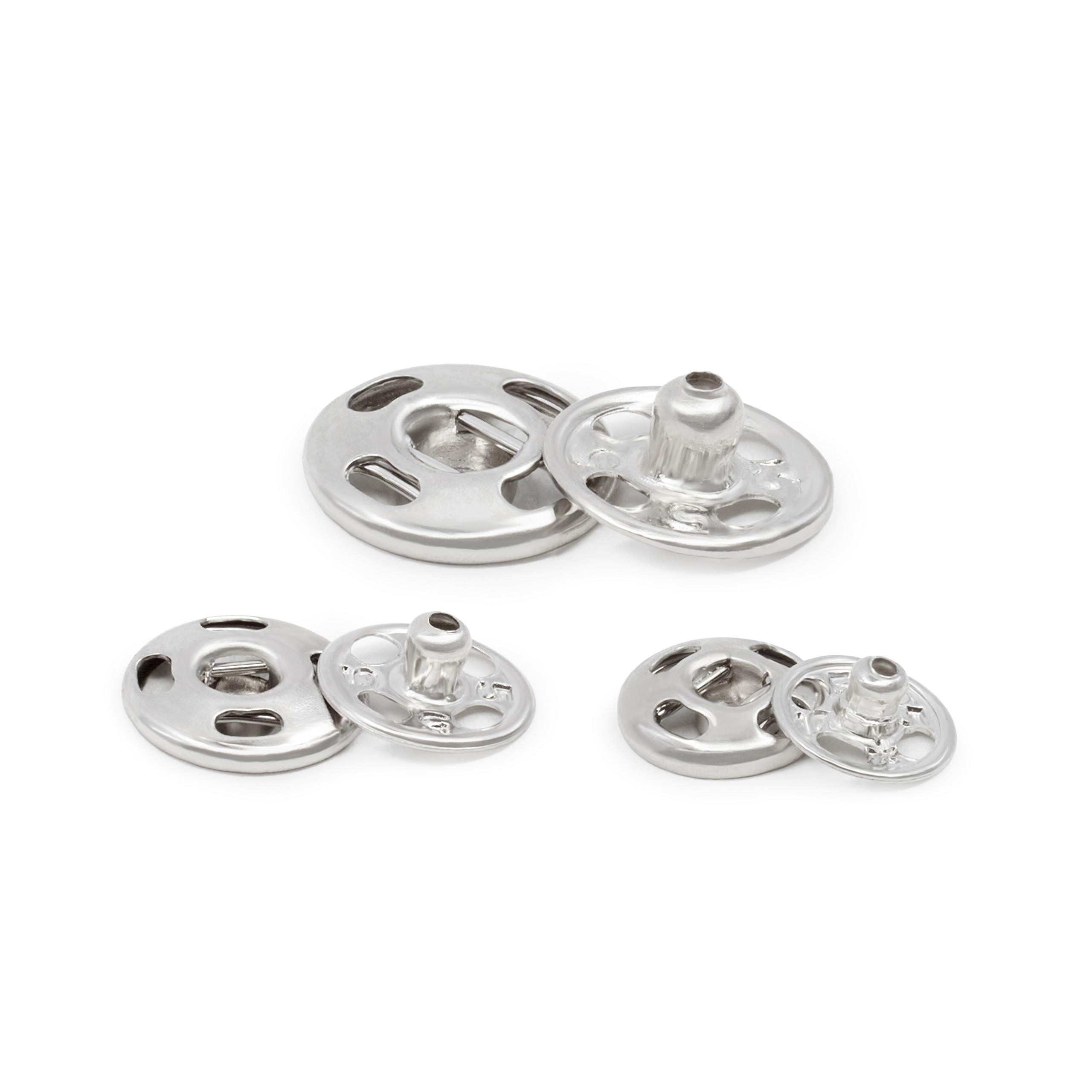 Dritz 81-65 Sew-On Snaps, Size 1/0, 2/0 & 4/0, Nickel-Plated Brass, 36 Count